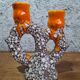Double candlestick Fat Lava Vallauris volcanic ceramic 1960s