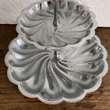 Tiered stainless steel serving platter