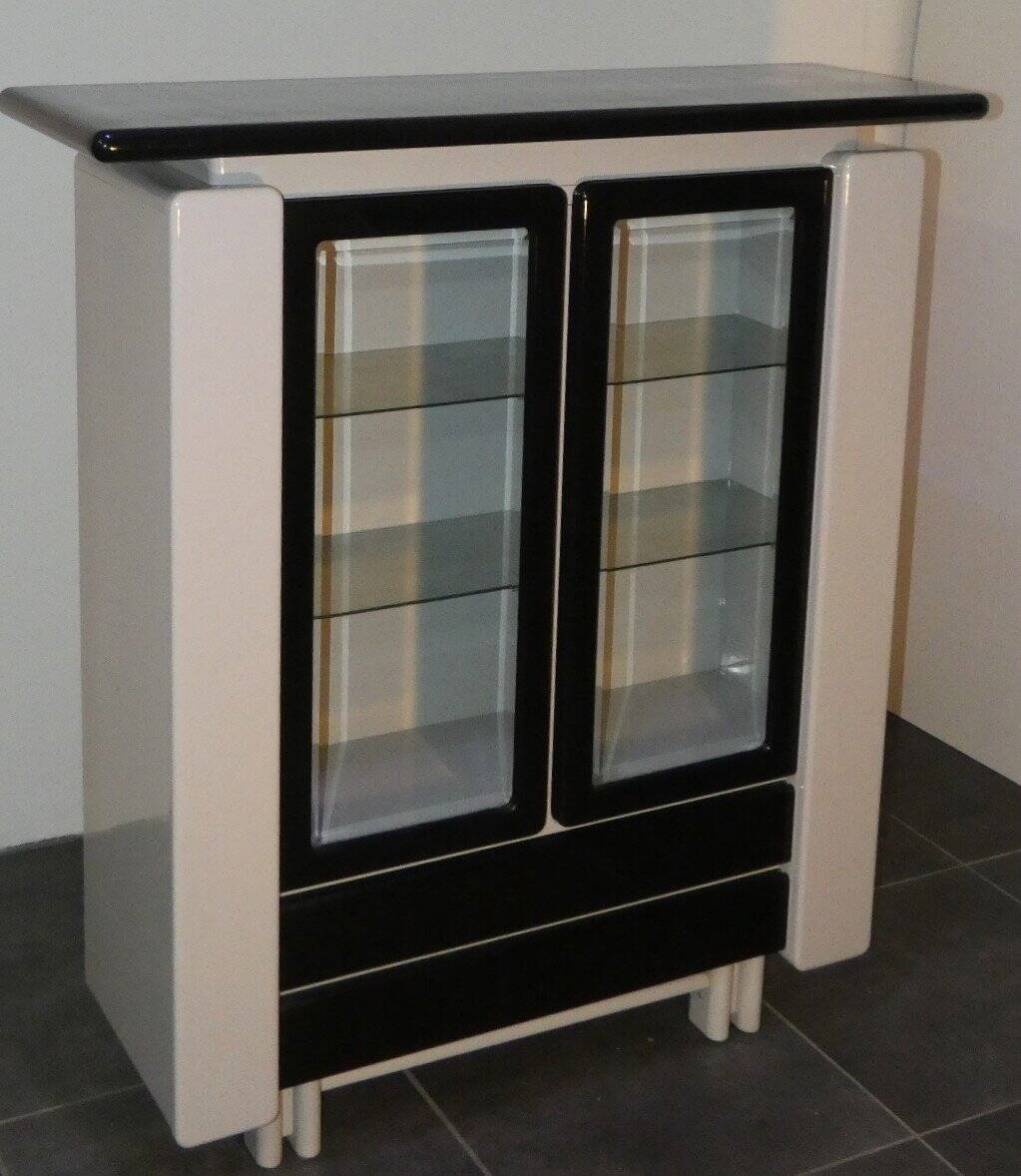 Bicolour lacquered wood bar cabinet, Italy, 1980s