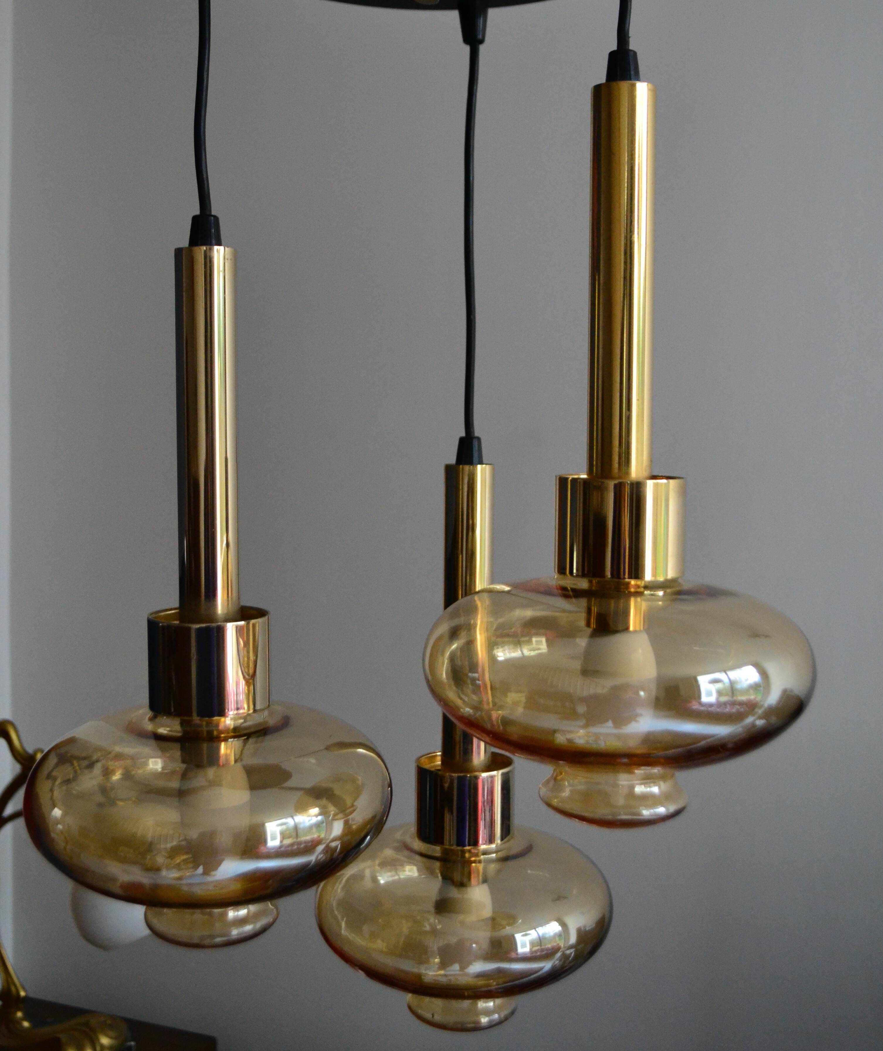RAAK waterfall chandelier from the 70s with smoked glass