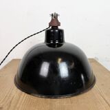 East German Black Enamel Factory Light by LBD Veb Leuchtenbau Dresden, 1950