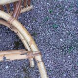 Paire de repose pieds pour fauteuils en rotin vintage