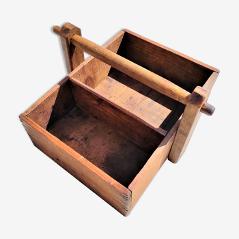 Boite à outil ou autre en bois ancienne à 2 compartiments