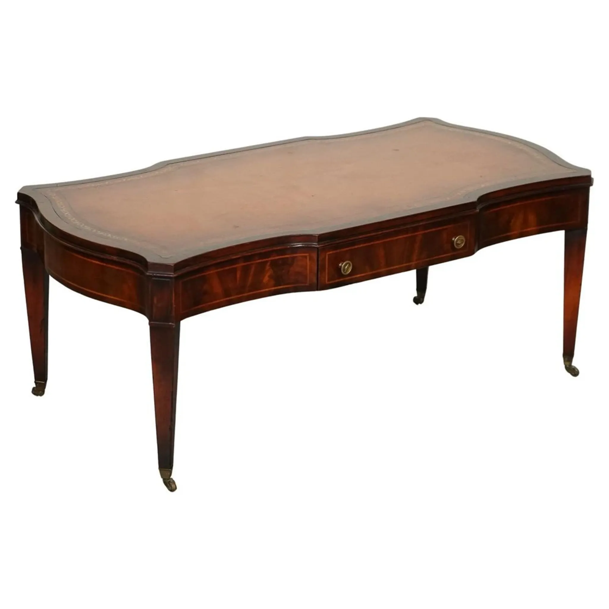 Heirloom Vintage Brown Leather Coffee Table by Weiman
