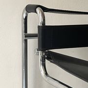 Wassily tubular armchair in chrome & black leather, designed by Marcel Breuer in 1970.