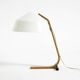 Original Space Age 1960s plywood table lamp with plastic shade by Temde