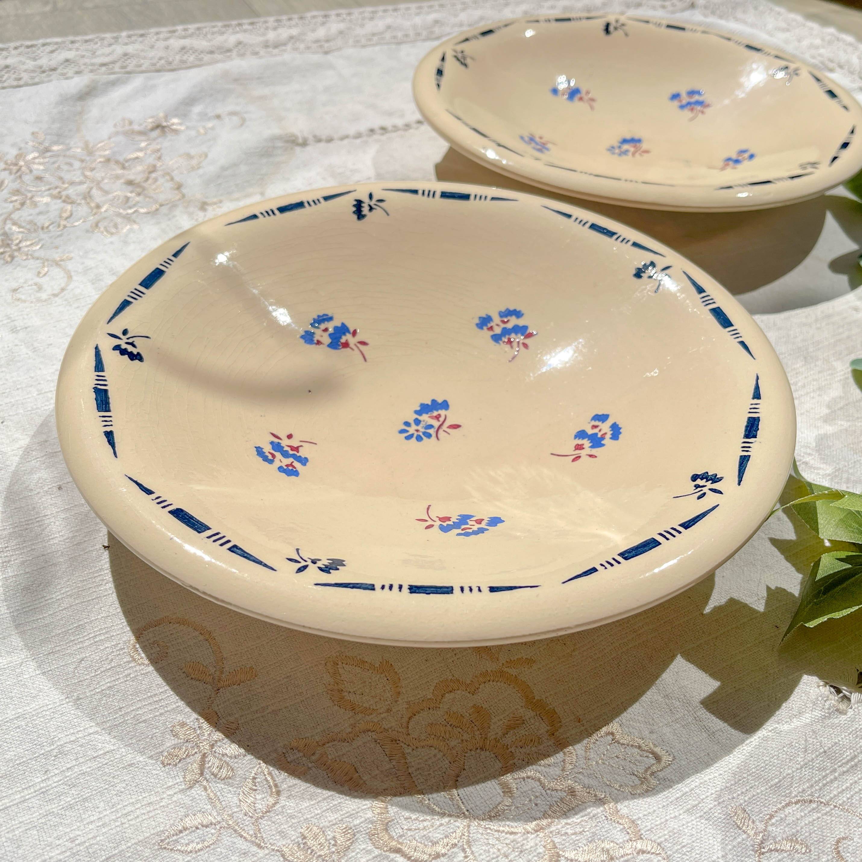 Small vintage porcelain dish K&G Luneville "Flore" 1950s small blue flowers