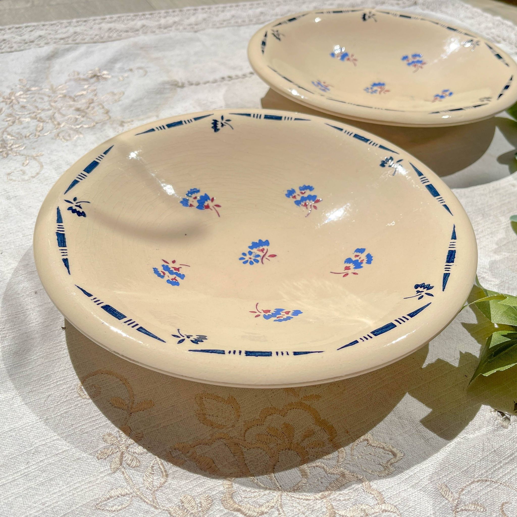 Small vintage porcelain dish K&G Luneville "Flore" 1950s small blue flowers