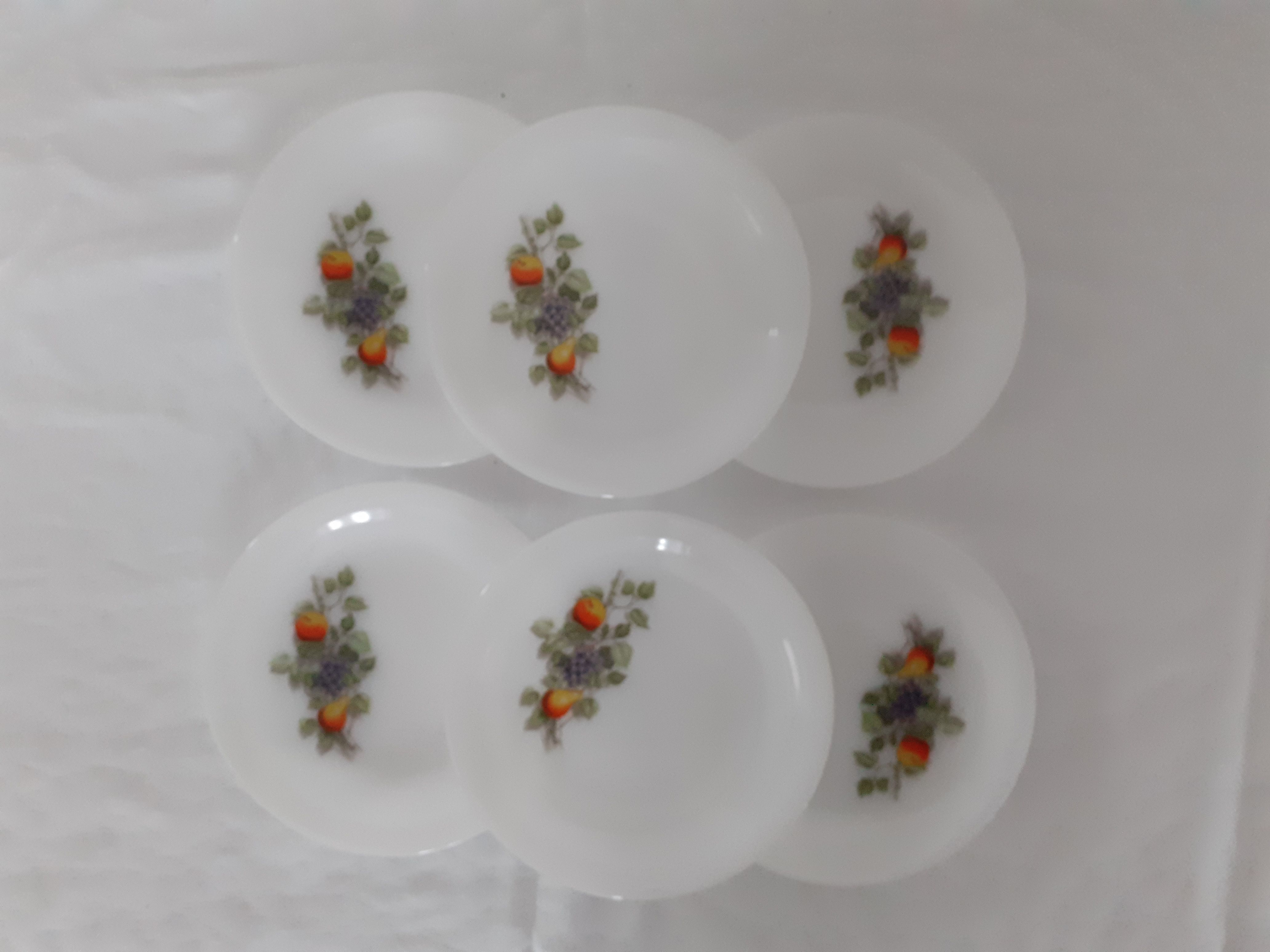 6 Dessert plates Arcopal model Fruits de France apple pear vintage grape