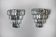 Pair of kinkeldey wall lamps, 4 levels, cut crystals germany, 1970