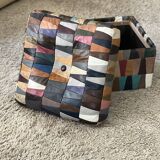 Pouf /coffre ou Ottoman « Arlequin » cuir  1970