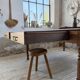 Grande table de ferme XL chêne « carrée » conférence 1950