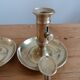 Duo of gilded brass cellar rat candlesticks
