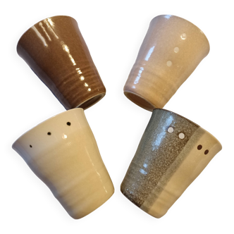 4 Japanese stoneware mugs