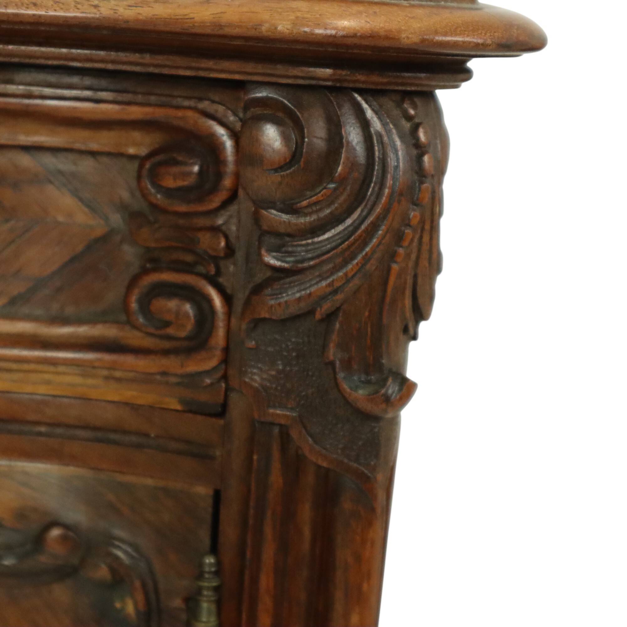 Antique Bombed Bedside Table Marble Louis XV Late 19th Century