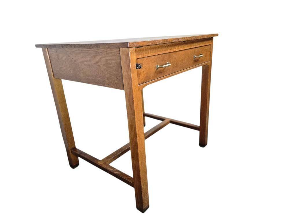 Vintage wooden high table / bar table / laboratory table