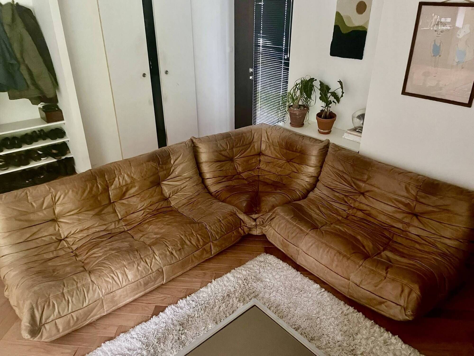 Authentic Togo sofa - cognac leather