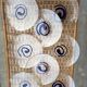 8 vintage blown glass plates with swirl decoration