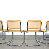 Six Cesca tubular frame cantilever dining chairs by Fasem, Italy 1999