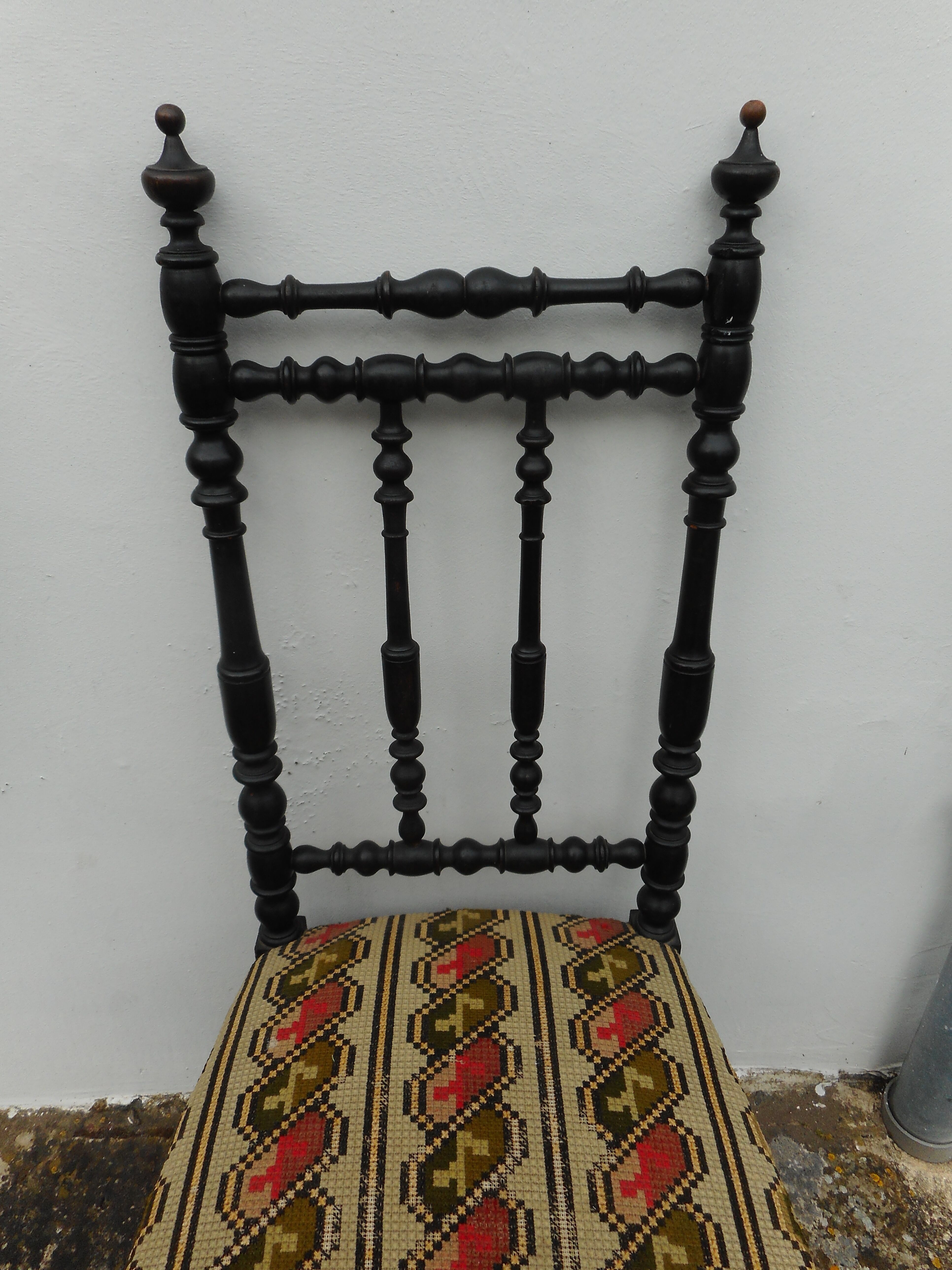 Chair Napoleon III, black turned wood