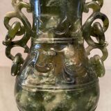 Covered pot richly carved stone jade type Far East China