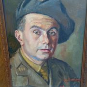 huile sur toile portrait militaire années 40 signé