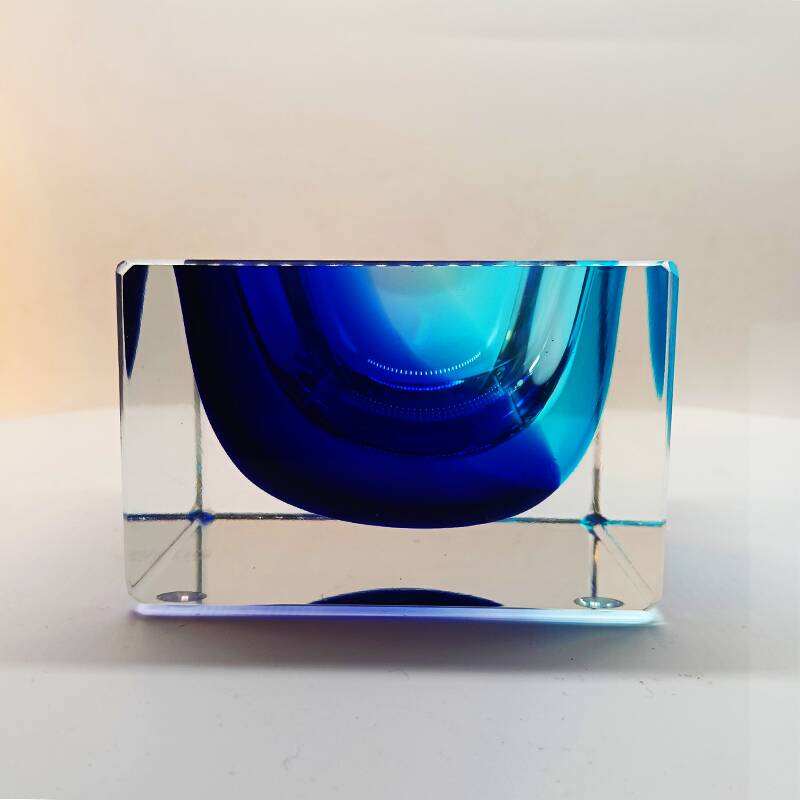 1970s Square Ashtray or Catch-all in Murano Glass by Flavio Poli.