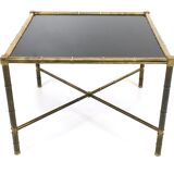 Brass and black opaline glass coffee table, France  1950s