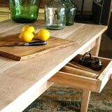 Farmhouse table in natural raw solid oak