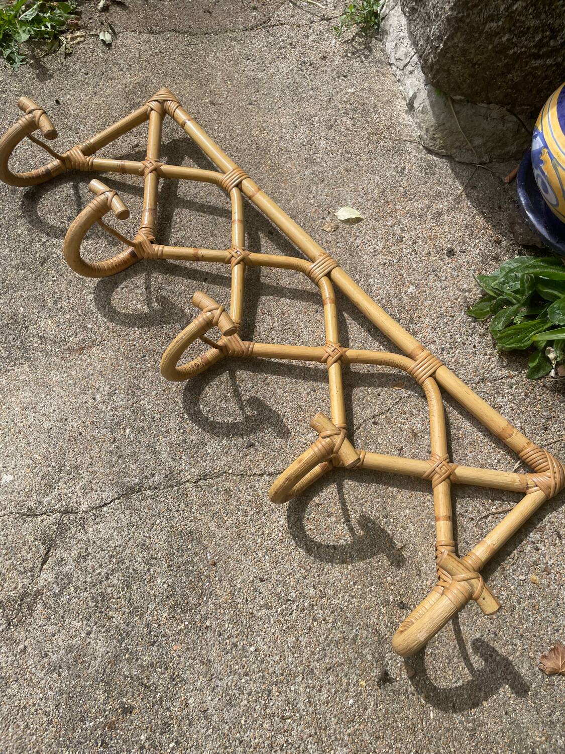 Rattan coat rack from the 70s