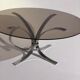 Vintage coffee table, aluminum center stand and circular glass top