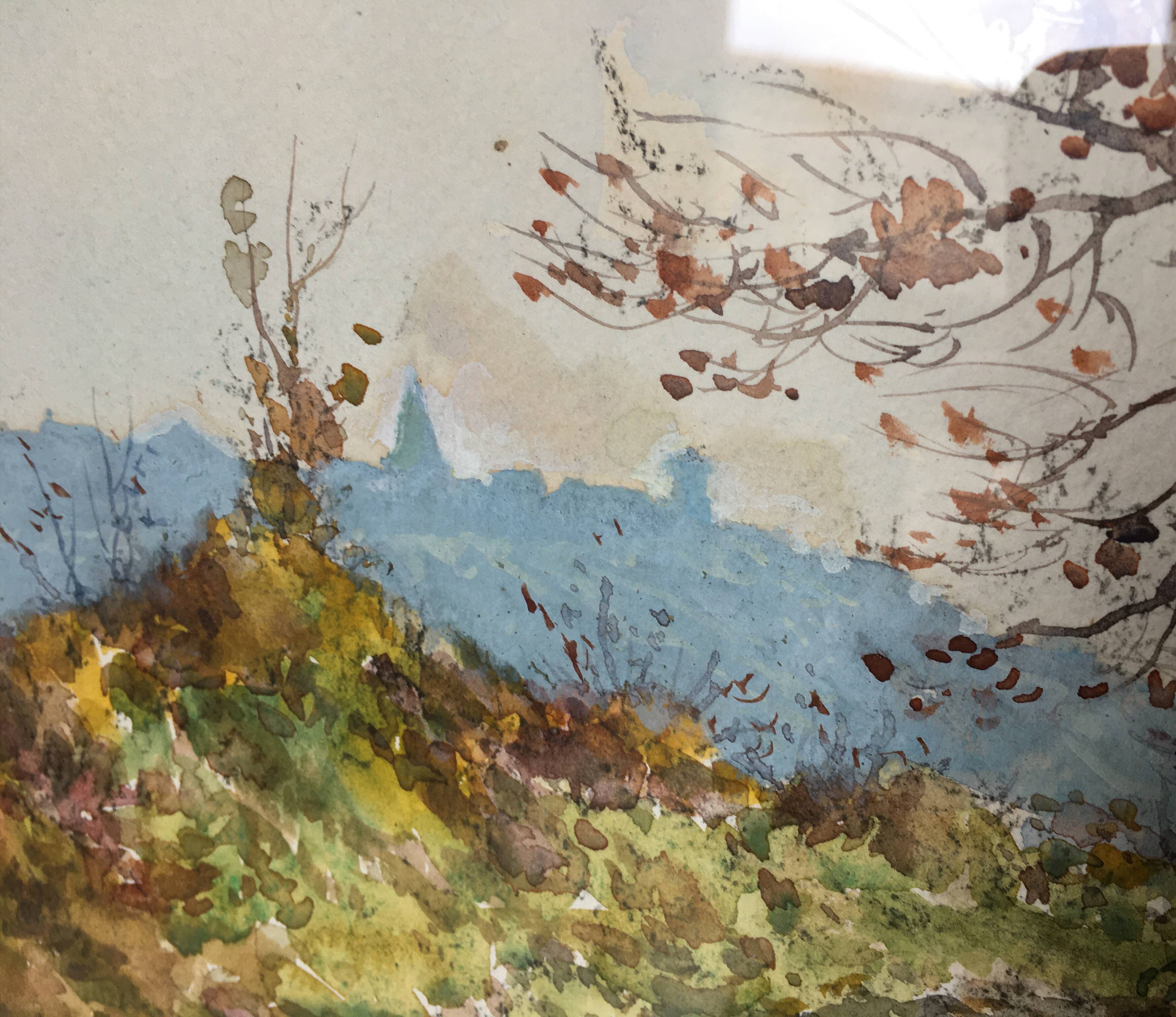 Painting Watercolor Paul Monnier (1907-1982) Landscape View of Talant