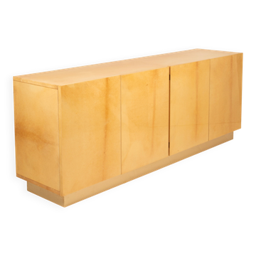 Giorgio Tura Mid Century Italian Parchment and Brass Sideboard for Tura Milano