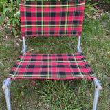 Vintage plaid folding low chair