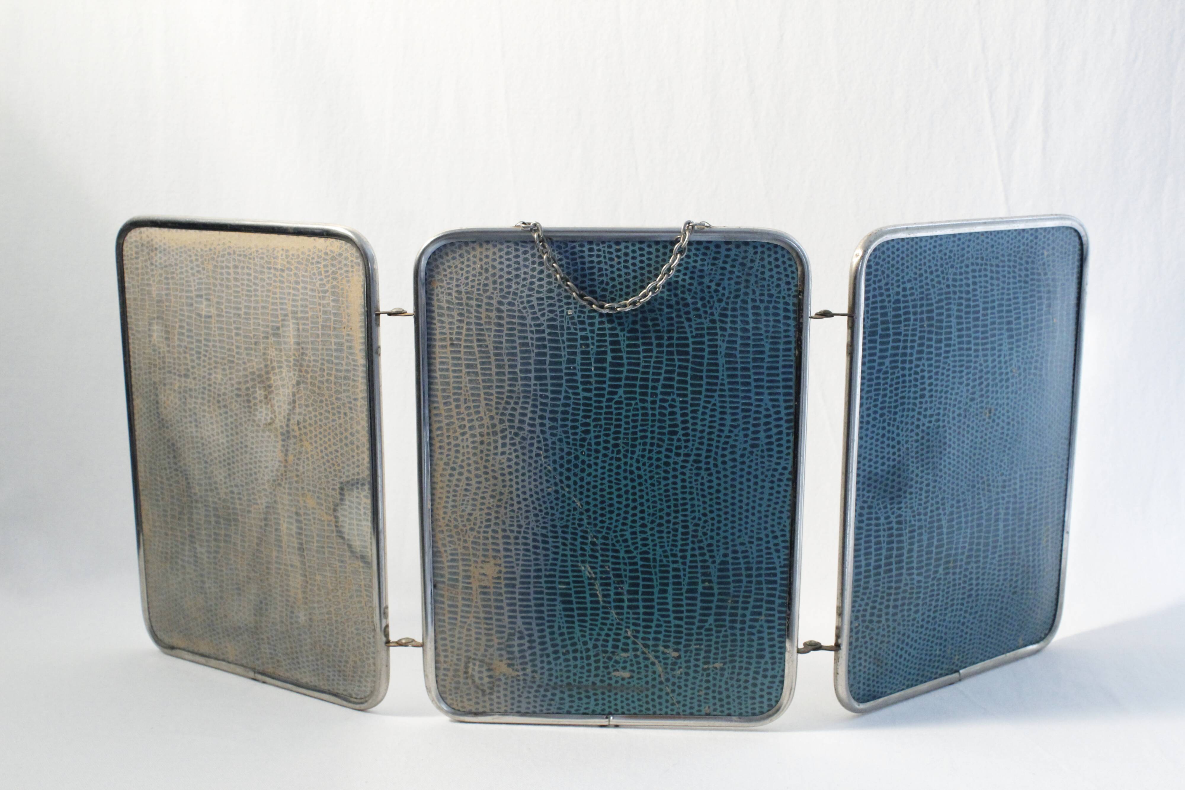 Vintage triptych barber mirror