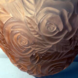 Art Deco wall lamp (1930) with rose patterns in molded pressed glass