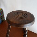 Vintage turned wood tripod stool
