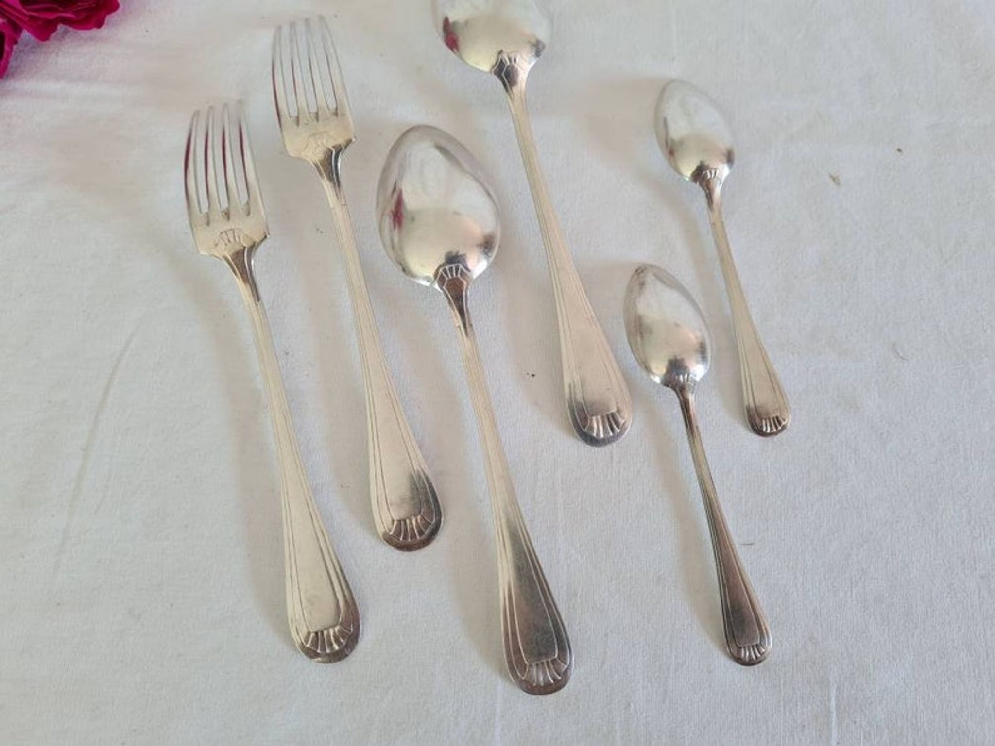 Housewife old cutlery in silver metal X12 people