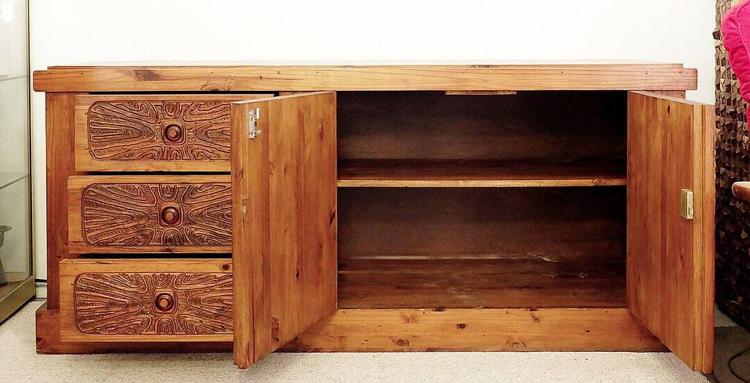 Mid-century Brutalist solid wood Sideboard