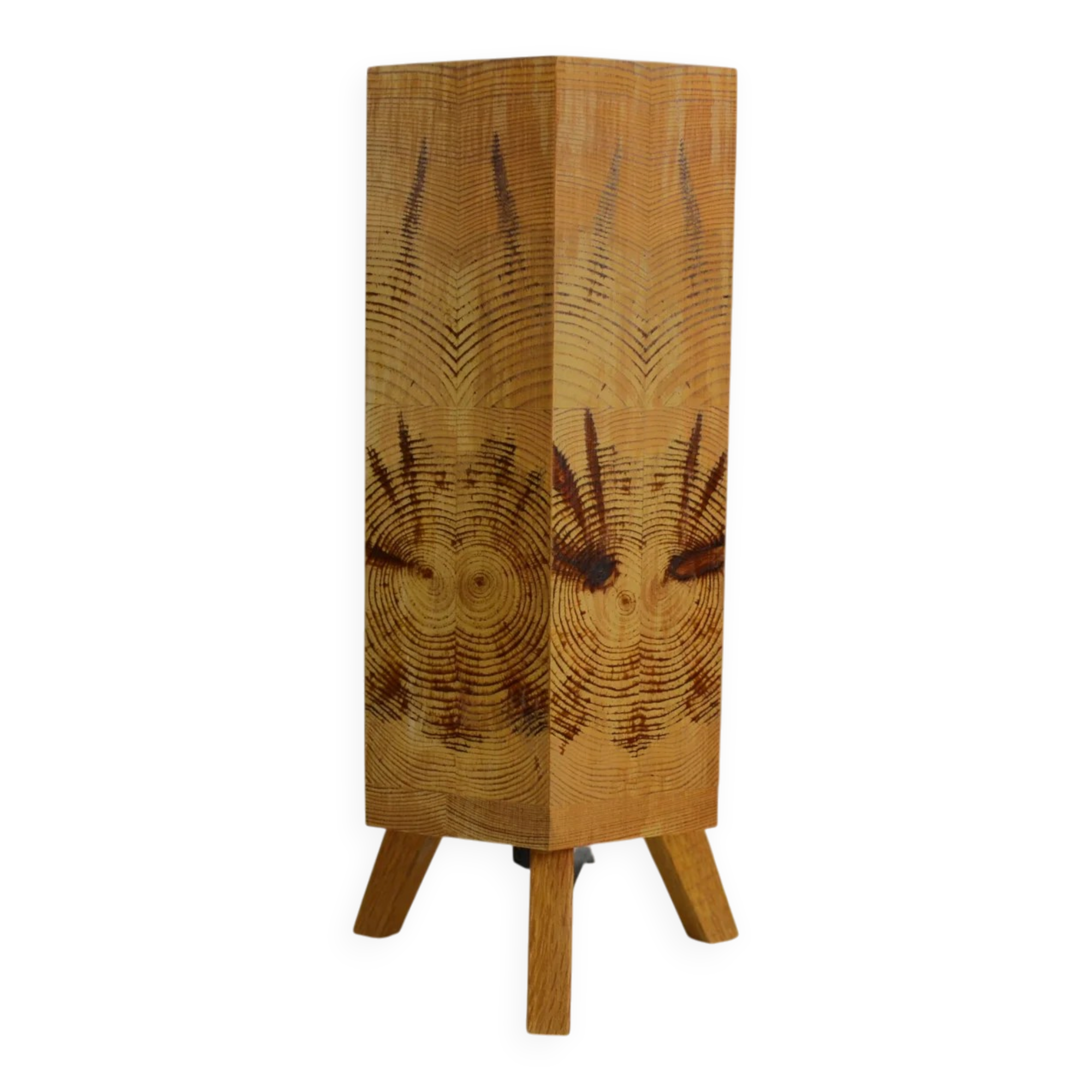 Lampe de table hexagonale en pin, milieu du siècle, Scandinavie