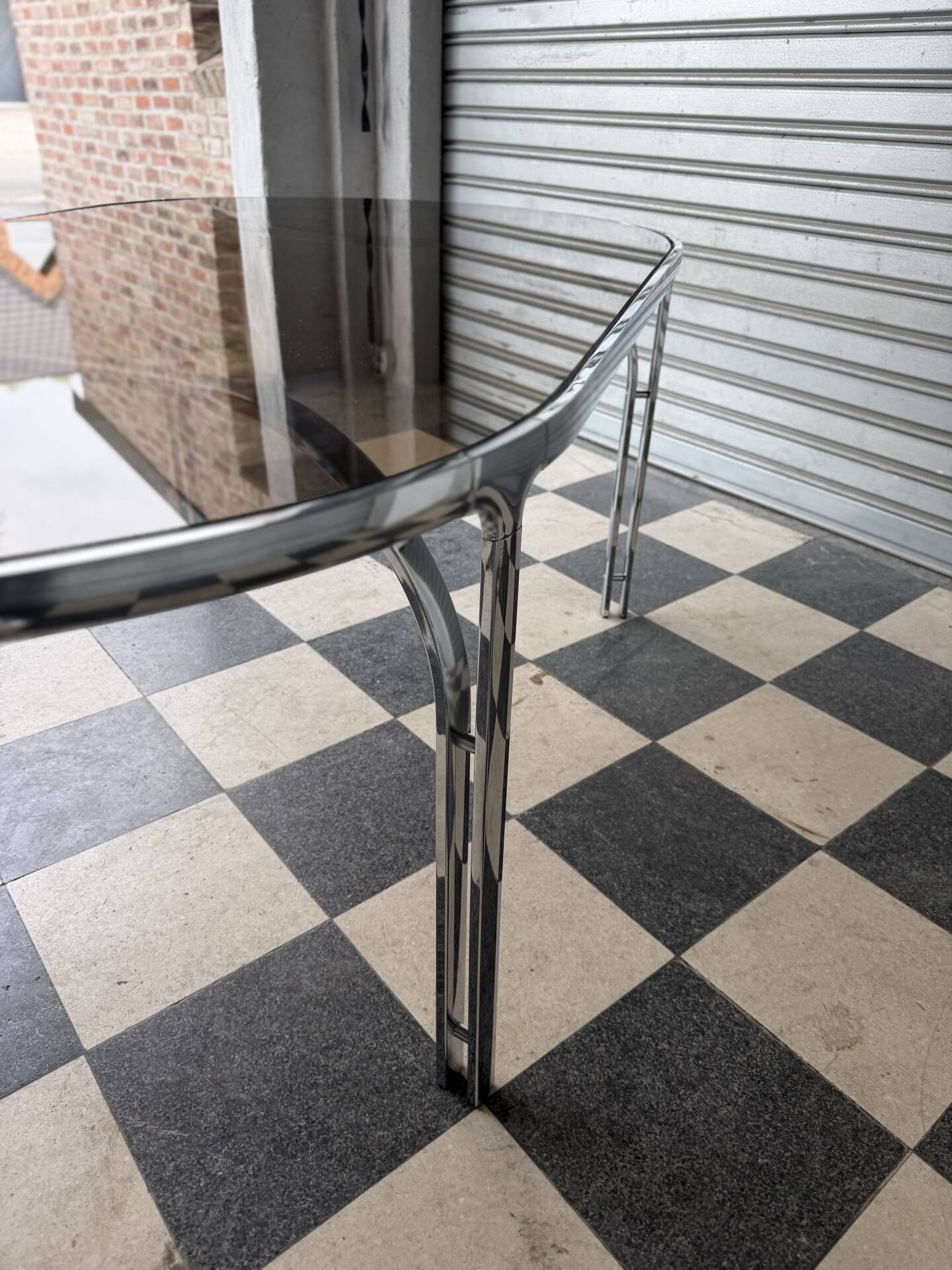 Vintage glass and chrome table