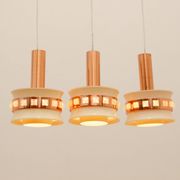 Vintage hanging lamp with three cut glass lampshades, Kamenický Šenov, 1970´s