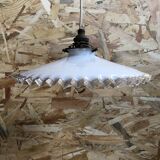 Ancienne suspension verre multicouche col corolle + douille laiton 50´s vintage