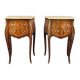 Pair of louis xv style bedside tables in marquetry and marble – 19th century