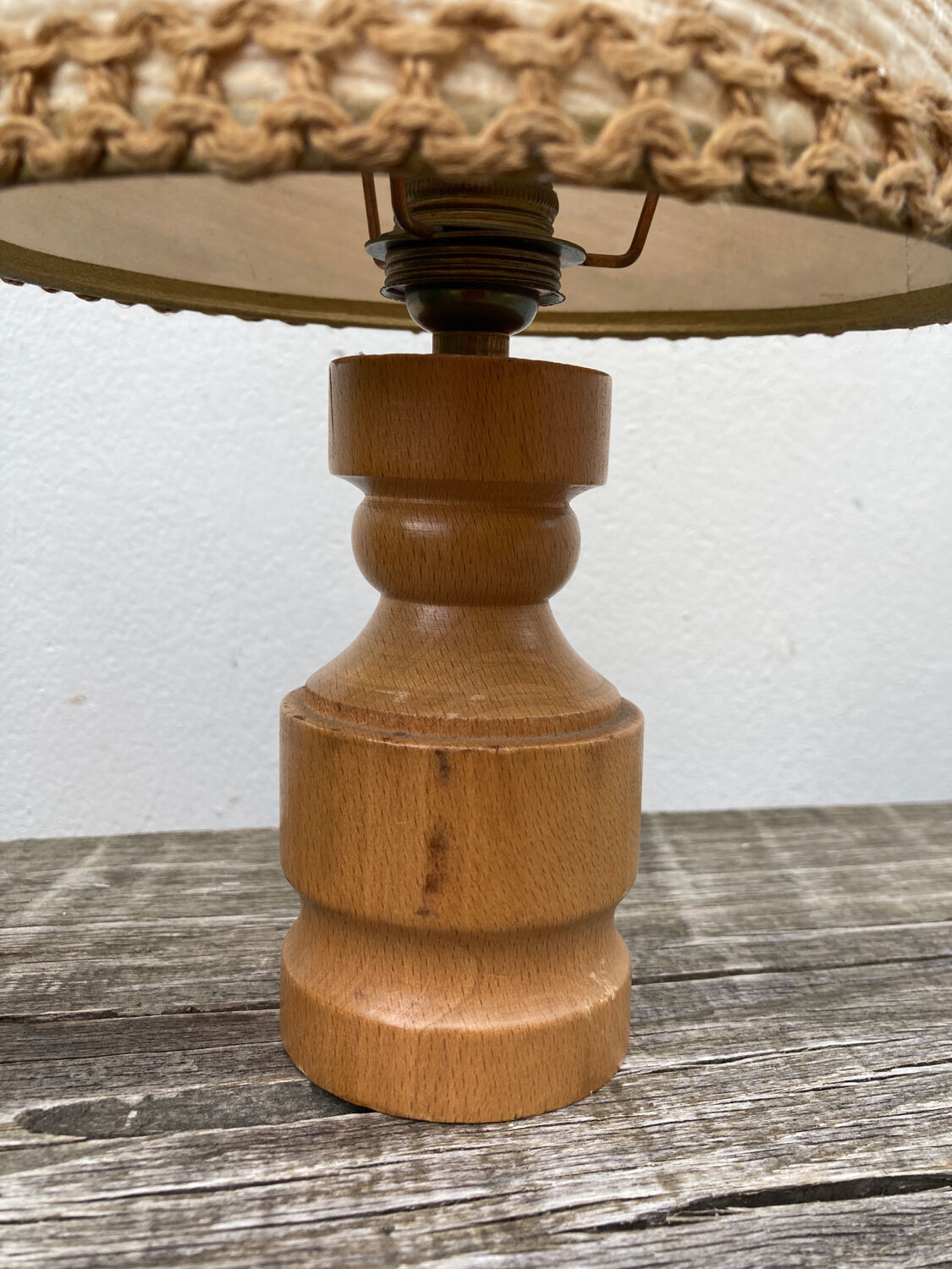 Bedside lamp in wood and wool 1970