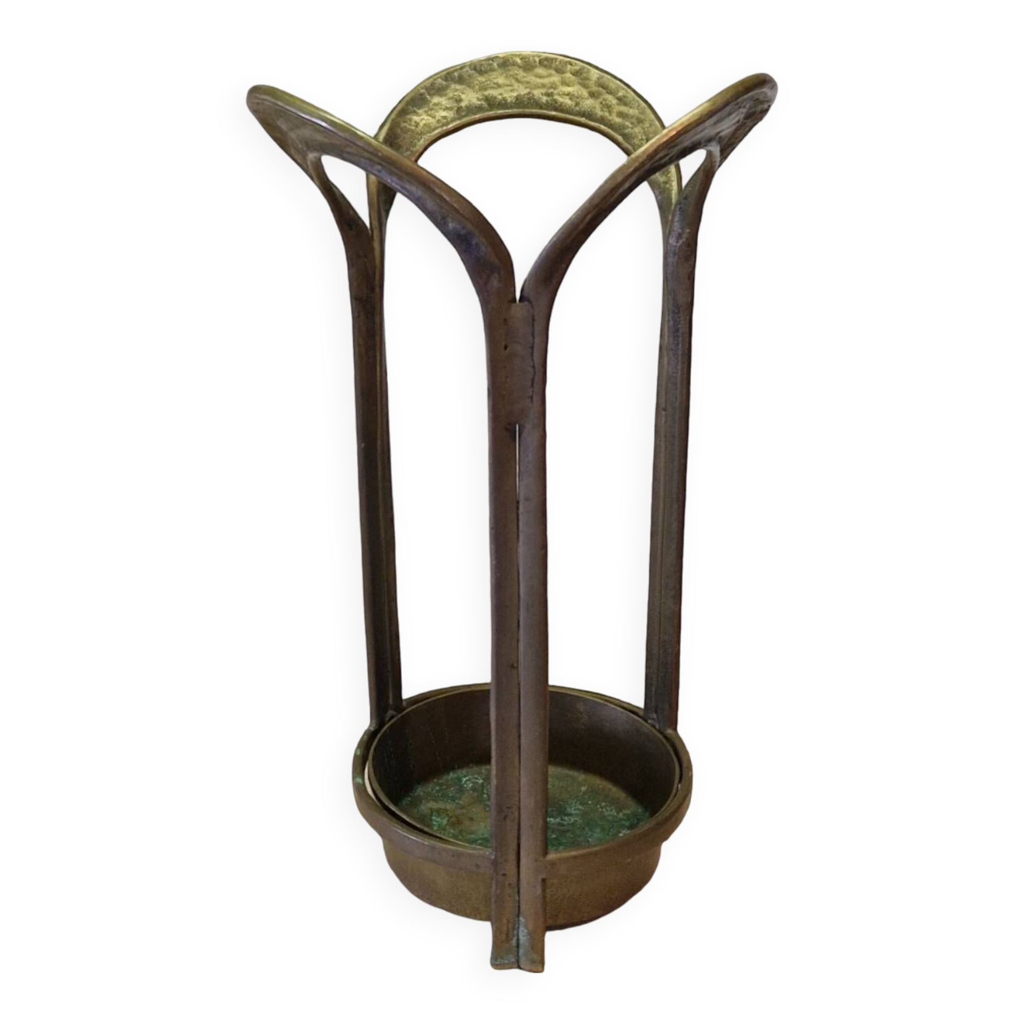 Brutalist bronze umbrella stand, Germany 1970s
