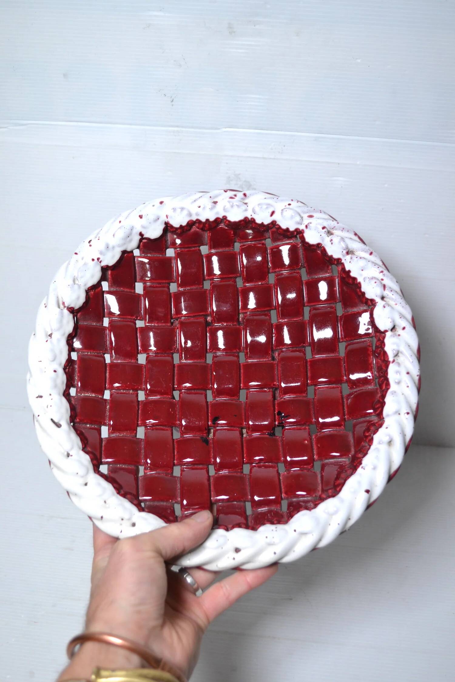 Woven ceramic basket