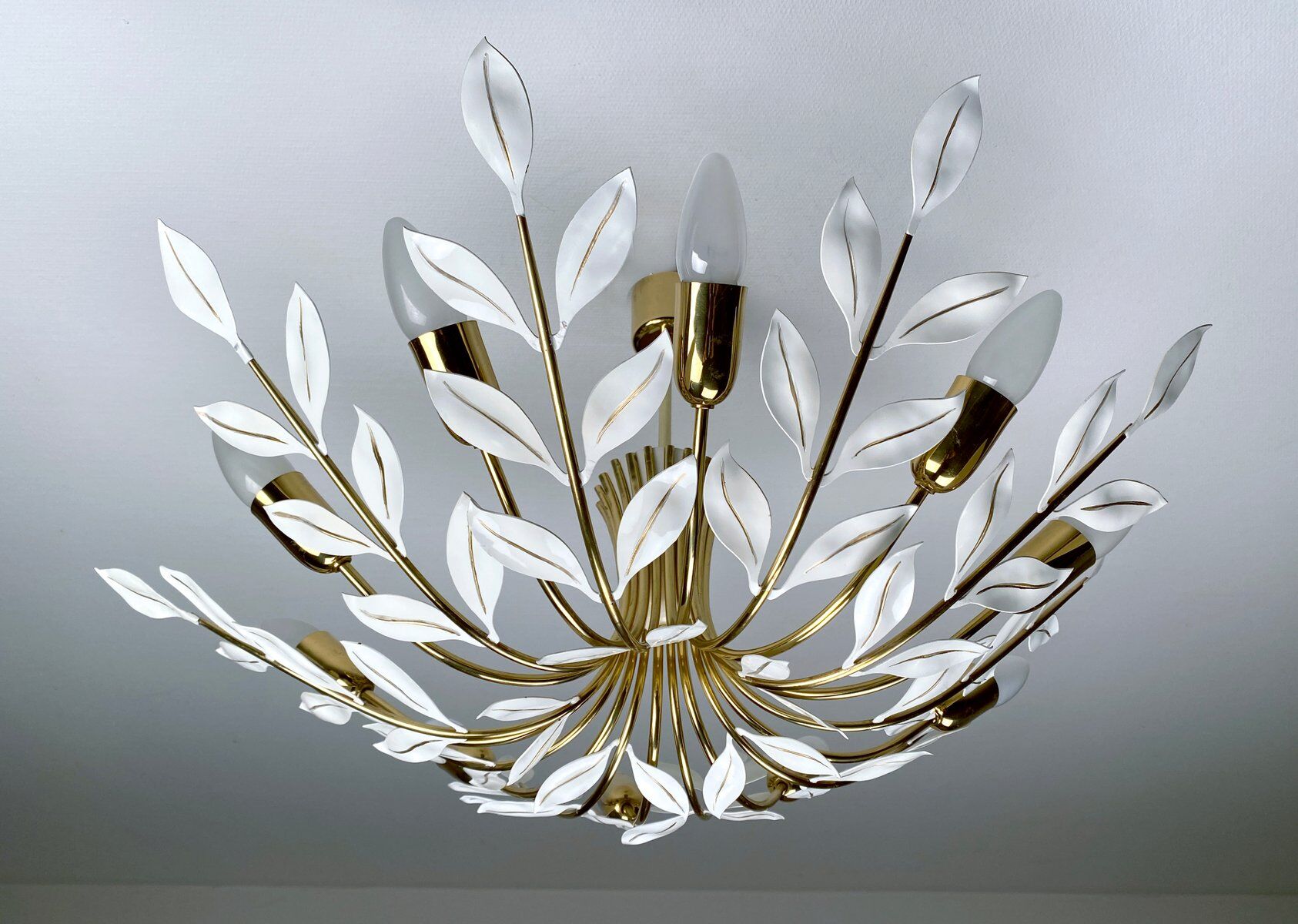 Large Vintage Floral Pendant Light , 1950s