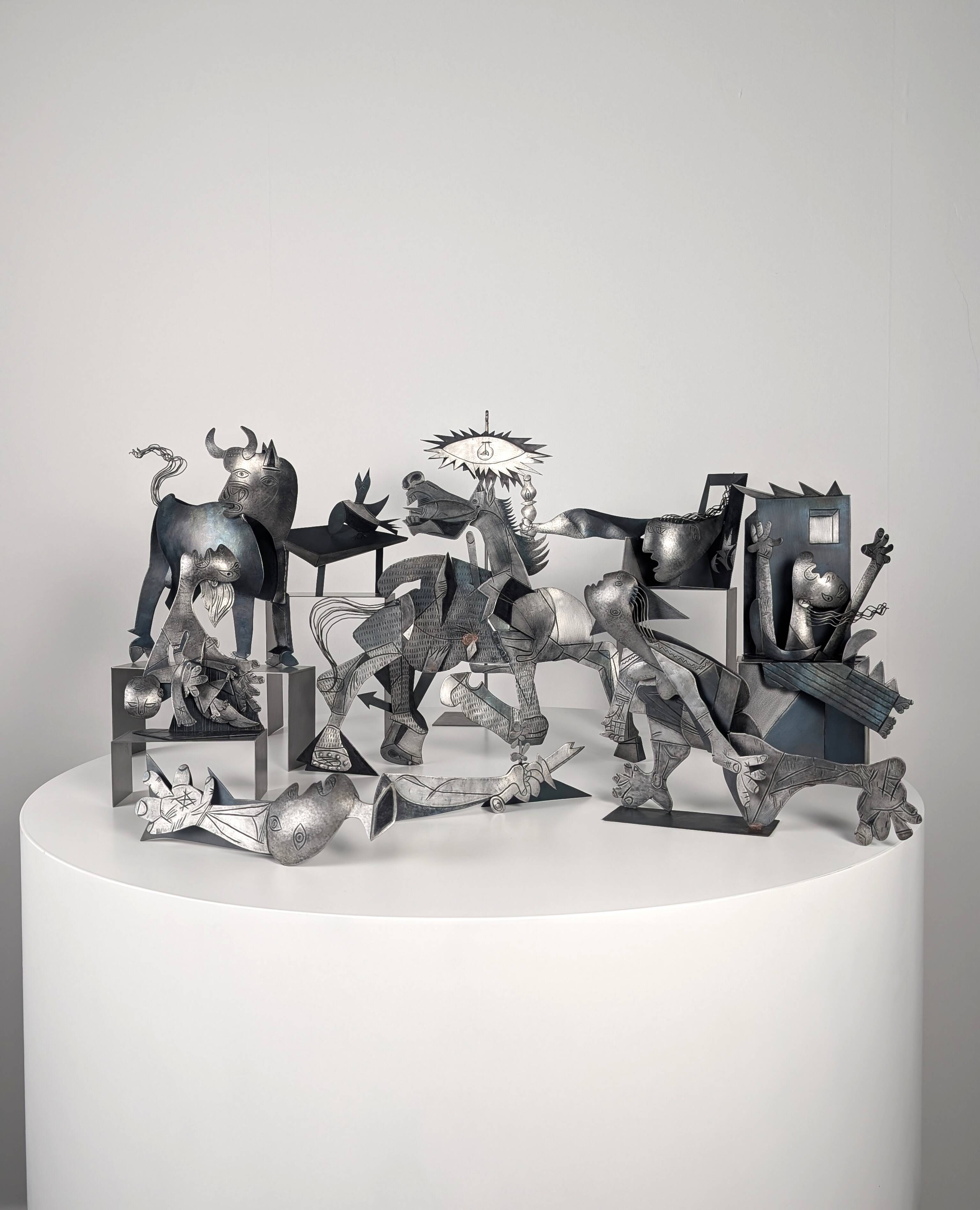 Sculptural Group "After Picasso" in Metal, Guernica Tribute, Late 20th Cent