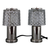 1970s Pair of Bedside Table Glass Lamps by Kamenicky Senov, Czechoslovakia